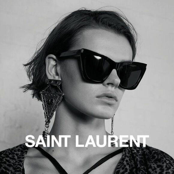 Saint Laurent  SL214 KATE 001 BRAND NEW Sunglasses  Black Cat Eye Women - Picture 3 of 11